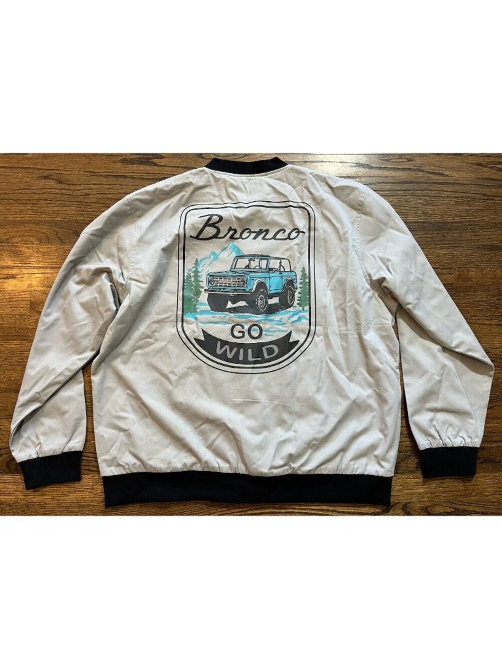 Ford Bronco Snap Button Bomber Jacket Men’s XXL - Light Gray/Black Trim - NWT